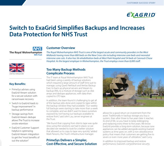 Simplify Backups & Increase Data Protection for NHS Trust